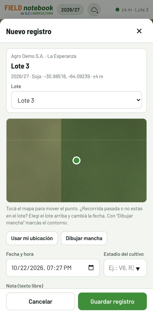 Nuevo registro