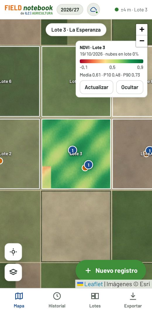 NDVI sobre el lote